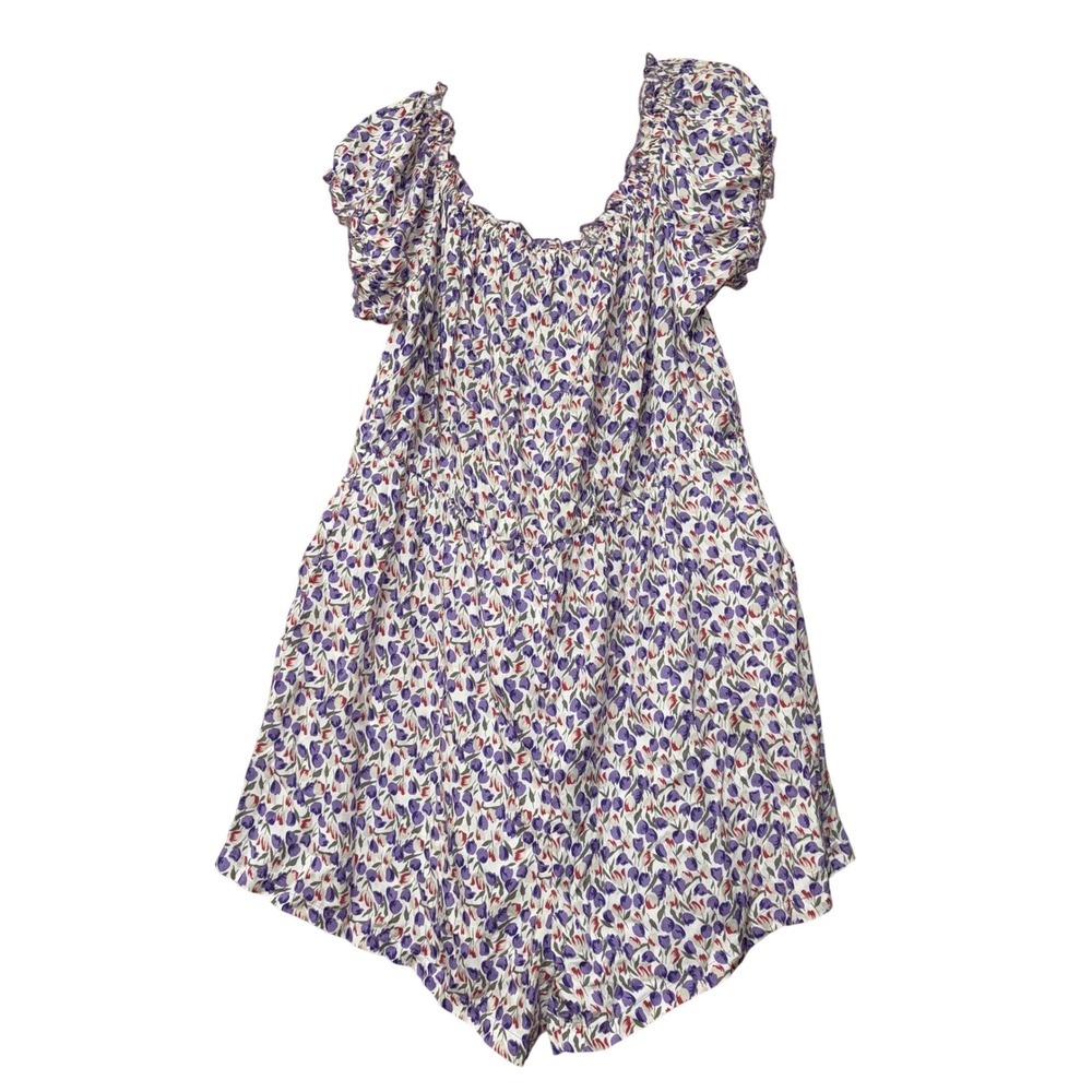 Women's Festival Off Shoulder Floral Romper Sz 2XL Plus Hippie Boho Beach Travel - Picture 5 of 9